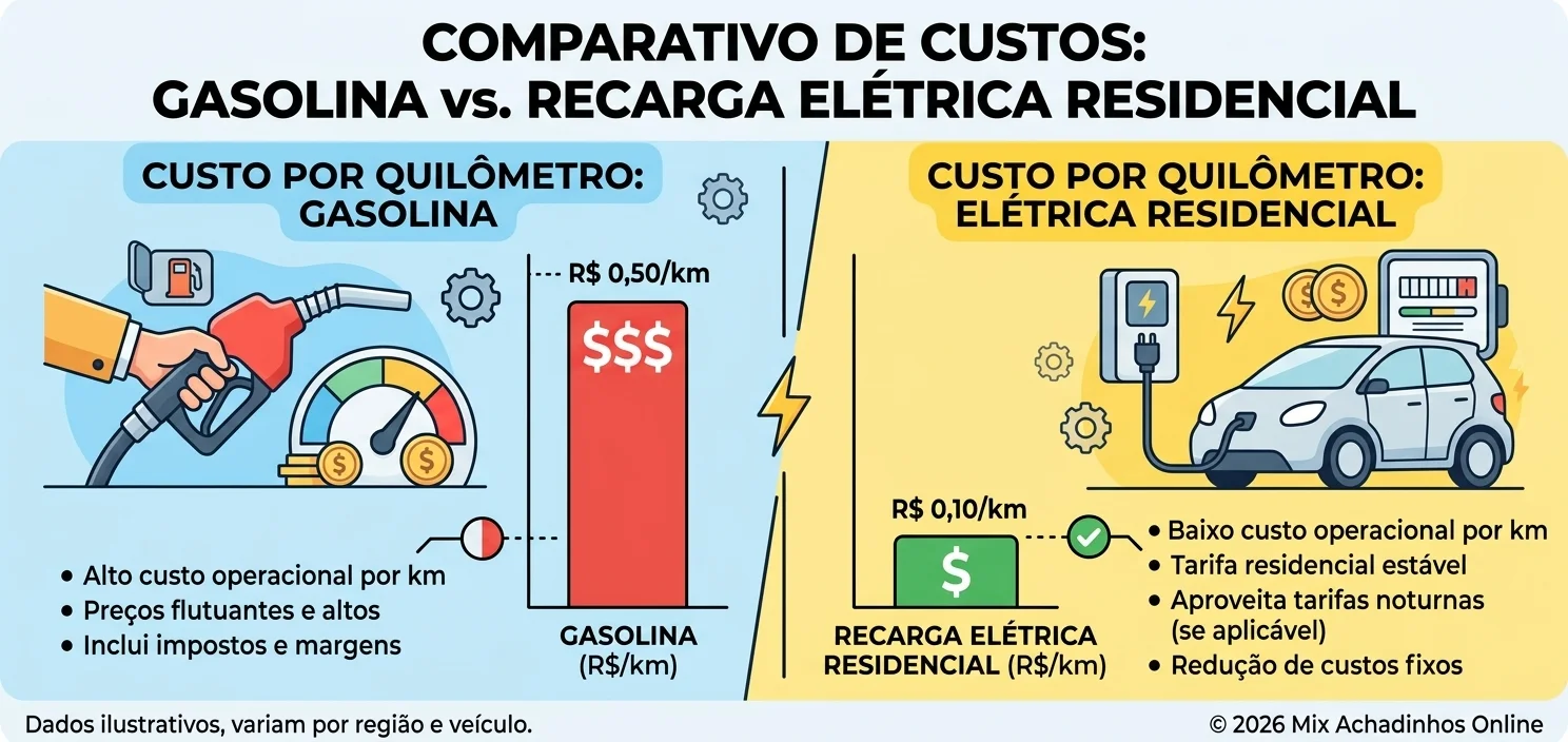Comparativo de custos entre moto a gasolina e bicicleta elétrica 1000W